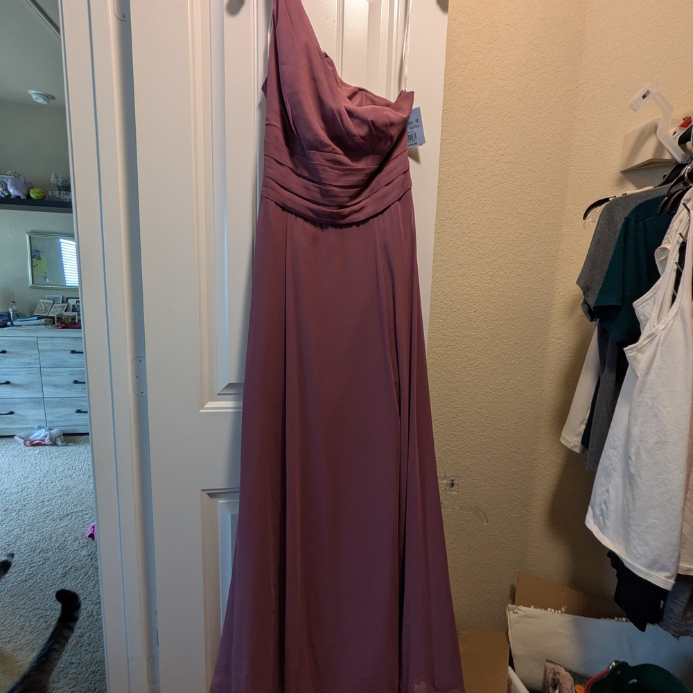 David's Bridal One-Shoulder Mauve Dress